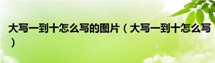 大写一到十怎么写的图片（大写一到十怎么写）