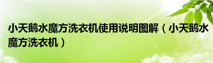 小天鹅水魔方洗衣机使用说明图解（小天鹅水魔方洗衣机）