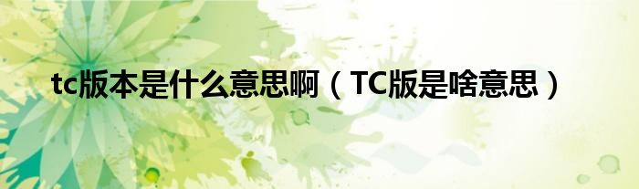 tc版本是什么意思啊（TC版是啥意思）