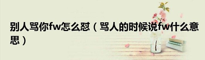 别人骂你fw怎么怼（骂人的时候说fw什么意思）