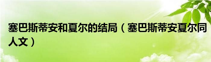 塞巴斯蒂安和夏尔的结局（塞巴斯蒂安夏尔同人文）