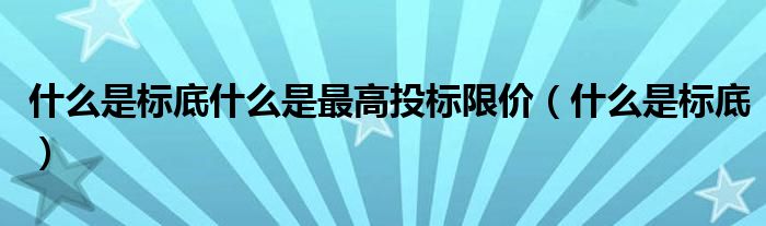 什么是标底什么是最高投标限价（什么是标底）