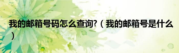 我的邮箱号码怎么查询?（我的邮箱号是什么）