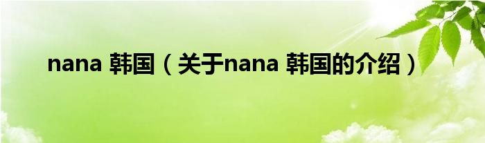 nana 韩国（关于nana 韩国的介绍）