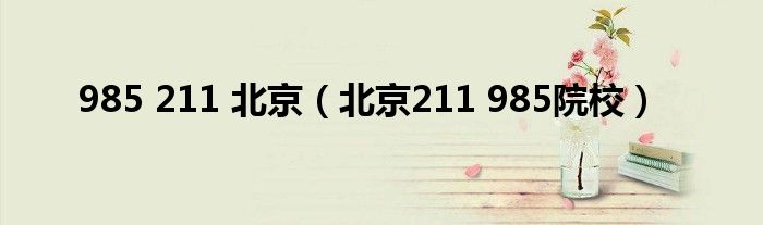 985 211 北京（北京211 985院校）