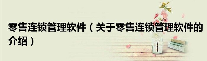 零售连锁管理软件（关于零售连锁管理软件的介绍）