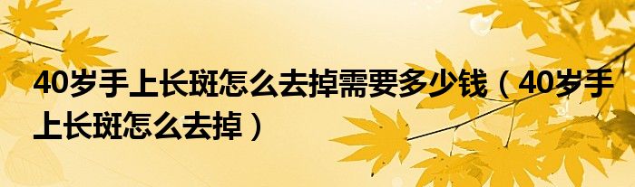 40岁手上长斑怎么去掉需要多少钱（40岁手上长斑怎么去掉）