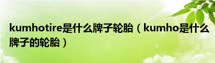 kumhotire是什么牌子轮胎（kumho是什么牌子的轮胎）