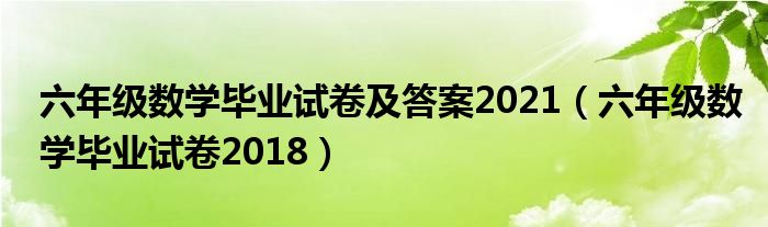 六年级数学毕业试卷及答案2021（六年级数学毕业试卷2018）