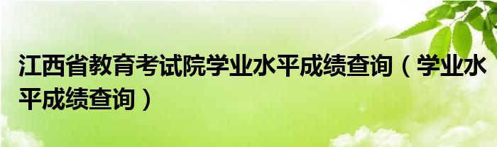 江西省教育考试院学业水平成绩查询（学业水平成绩查询）