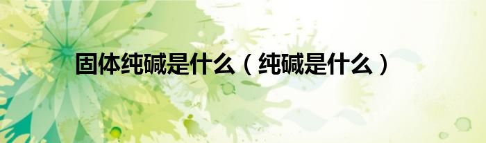 固体纯碱是什么（纯碱是什么）