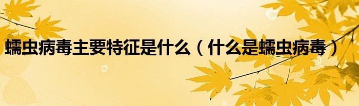 蠕虫病毒主要特征是什么（什么是蠕虫病毒）