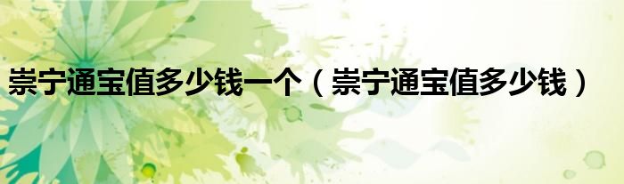 崇宁通宝值多少钱一个（崇宁通宝值多少钱）