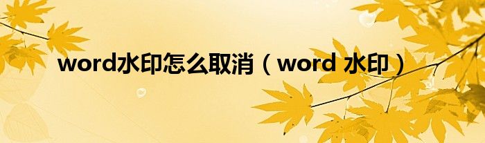 word水印怎么取消（word 水印）