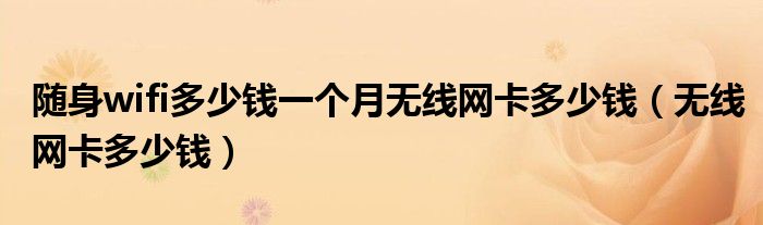 随身wifi多少钱一个月无线网卡多少钱（无线网卡多少钱）