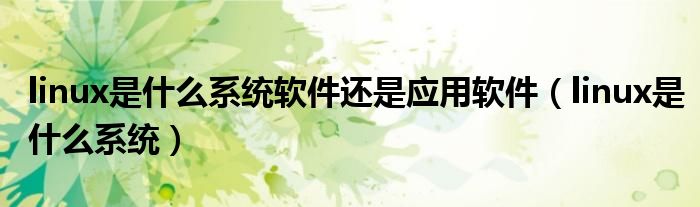 linux是什么系统软件还是应用软件（linux是什么系统）