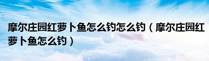 摩尔庄园红萝卜鱼怎么钓怎么钓（摩尔庄园红萝卜鱼怎么钓）