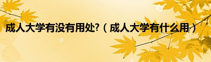 成人大学有没有用处?（成人大学有什么用）