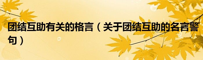 团结互助有关的格言（关于团结互助的名言警句）