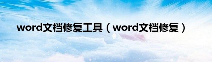 word文档修复工具（word文档修复）