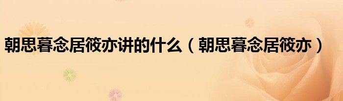 朝思暮念居筱亦讲的什么（朝思暮念居筱亦）