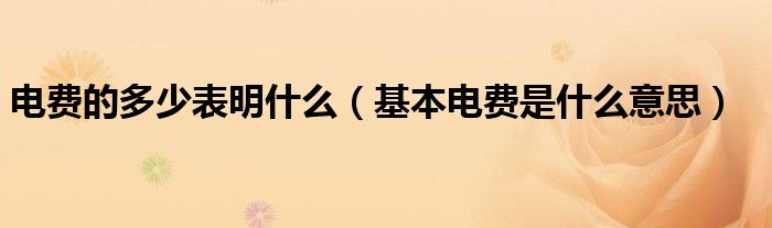电费的多少表明什么（基本电费是什么意思）
