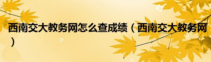 西南交大教务网怎么查成绩（西南交大教务网）