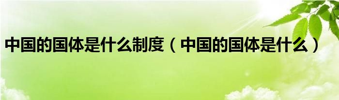中国的国体是什么制度（中国的国体是什么）