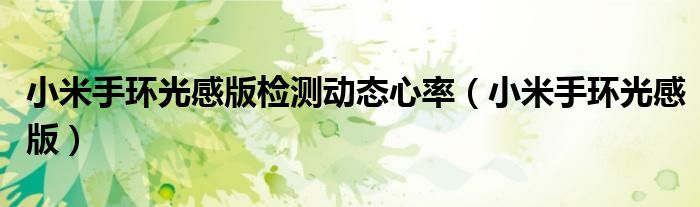 小米手环光感版检测动态心率（小米手环光感版）-66绿色资源网-第3张图片