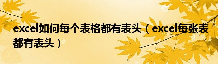 excel如何每个表格都有表头（excel每张表都有表头）