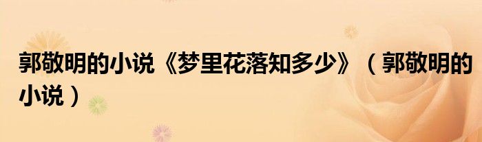 郭敬明的小说《梦里花落知多少》（郭敬明的小说）