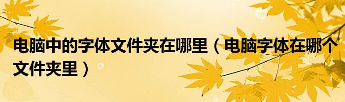 电脑中的字体文件夹在哪里（电脑字体在哪个文件夹里）