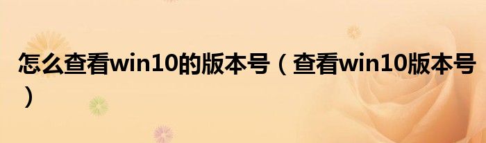 怎么查看win10的版本号（查看win10版本号）