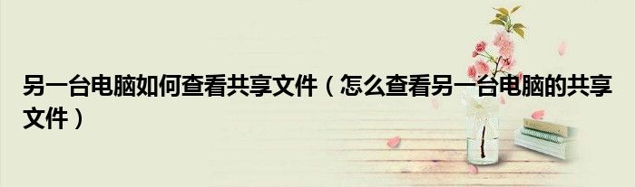 另一台电脑如何查看共享文件（怎么查看另一台电脑的共享文件）