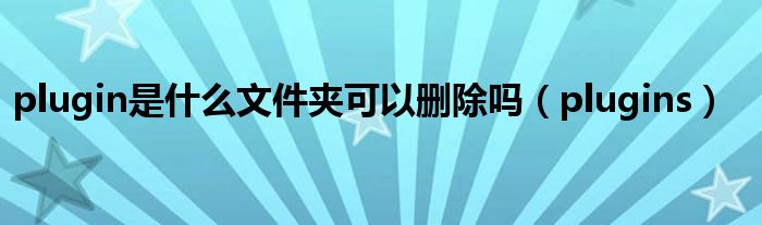 plugin是什么文件夹可以删除吗（plugins）