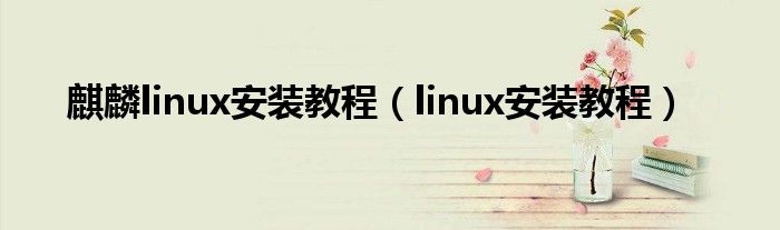 麒麟linux安装教程（linux安装教程）