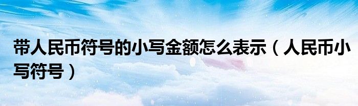 带人民币符号的小写金额怎么表示（人民币小写符号）