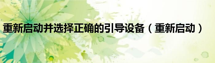 重新启动并选择正确的引导设备（重新启动）
