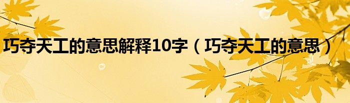 巧夺天工的意思解释10字（巧夺天工的意思）