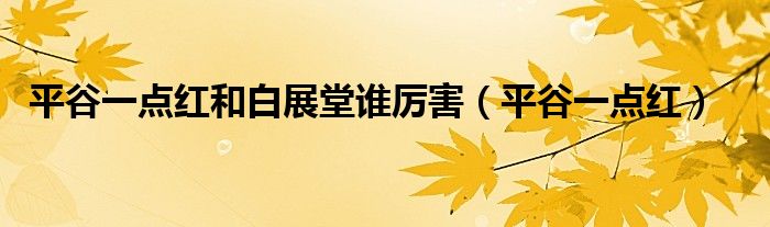 平谷一点红和白展堂谁厉害（平谷一点红）