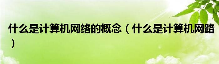 什么是计算机网络的概念（什么是计算机网路）