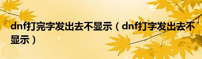 dnf打完字发出去不显示（dnf打字发出去不显示）