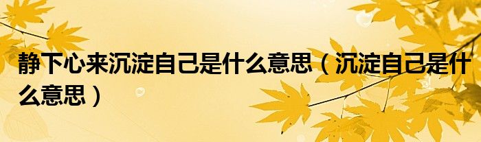 静下心来沉淀自己是什么意思（沉淀自己是什么意思）