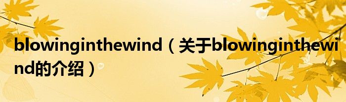 blowinginthewind（关于blowinginthewind的介绍）