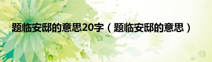 题临安邸的意思20字（题临安邸的意思）