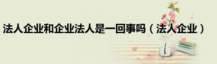 法人企业和企业法人是一回事吗（法人企业）