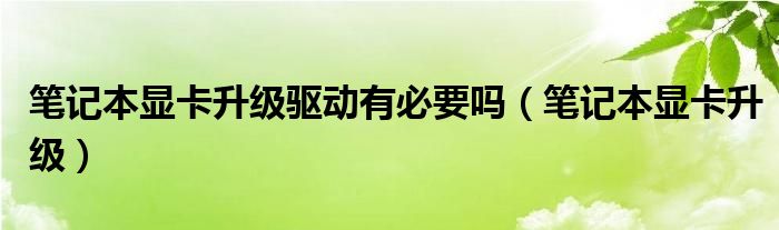 笔记本显卡升级驱动有必要吗（笔记本显卡升级）