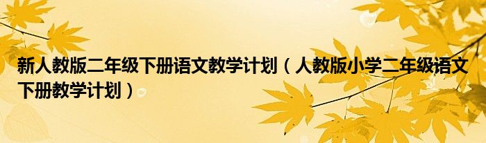 新人教版二年级下册语文教学计划（人教版小学二年级语文下册教学计划）