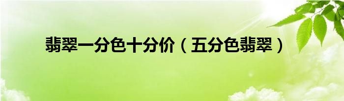 翡翠一分色十分价（五分色翡翠）