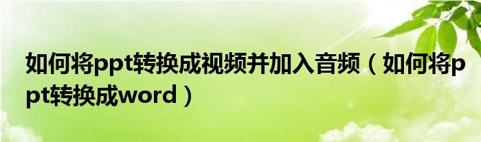 如何将ppt转换成视频并加入音频（如何将ppt转换成word）